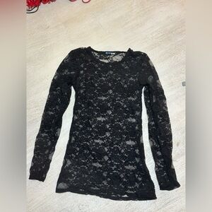 Black Lace Long Sleeve Top